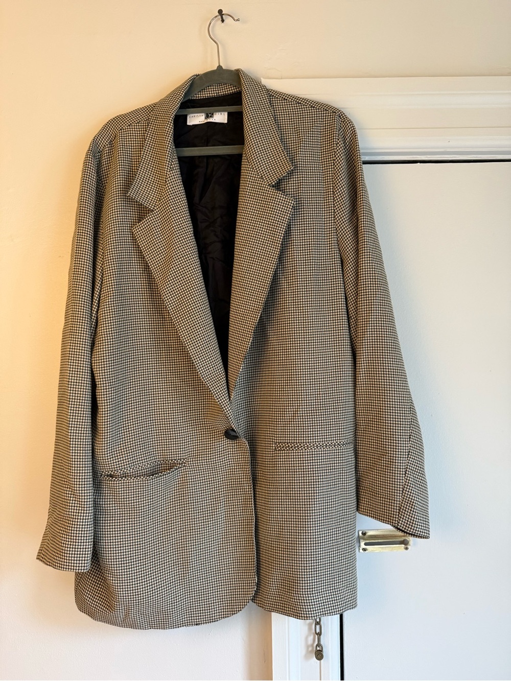 Women’s Houndstooth Single-Button oversized Blazer